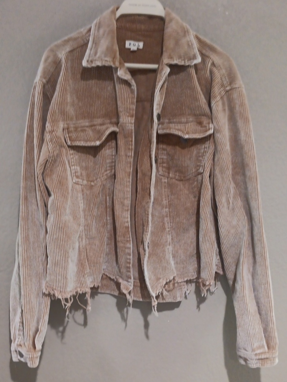 POL Corduroy Button-Front Jacket in Light Brown